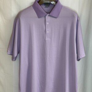 NWOT Fennec Men's Short Sleeve w/ Collar 1/4 Button Polo Shirt -Striped Lilac-XL
